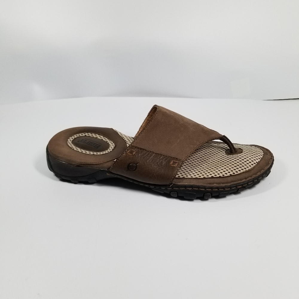 Born Brown Leather Slip On Flip Flop Sandals